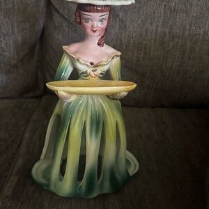 Vintage Ceramic Lady Figurine Candle Holder